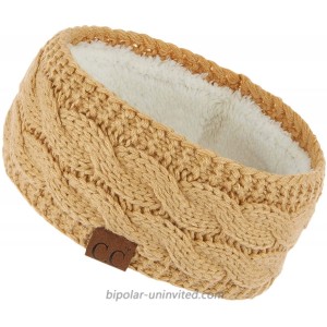 C.C Winter Fuzzy Fleece Lined Thick Knitted Headband Headwrap Earwarmer HW-20 Camel at  Women’s Clothing store