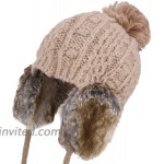 Cute Winter Hats for Women Girls Thermal Fluffy Furry Ear Warmer Beanie Knitted Cap With Earmuffs