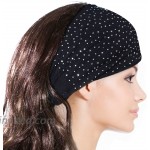 Dahlia Sparkling Rhinestone and Dots Wide Elastic Headband - Black & White 2 Pcs