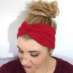 DRESHOW 4 Pack Turban Headbands for Women Hair Vintage Flower Printed Cross Elastic Head Wrap at Women’s Clothing store