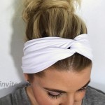 DRESHOW 4 Pack Turban Headbands for Women Hair Vintage Flower Printed Cross Elastic Head Wrap at Women’s Clothing store