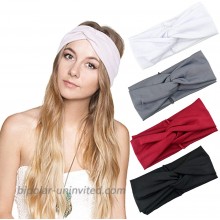DRESHOW 4 Pack Turban Headbands for Women Hair Vintage Flower Printed Cross Elastic Head Wrap at  Women’s Clothing store