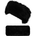 Faux Fur Headband Hand Muff Set Furry Head Wrap Wrist Hand Warmer for Women Girls Winter Keeping Warm Black at Women’s Clothing store