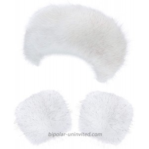 Faux Fur Headband Wrist Cuffs Set Include Furry Head Wrap Wrist Warmer for Women's Winter Warm Accessories White at  Women’s Clothing store