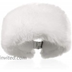 Faux Fur Winter Headband-Womens Fashionable Ski Hat Ear Warmer Headwrap with ElasticWhite