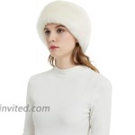 Faux Fur Winter Headband-Womens Fashionable Ski Hat Ear Warmer Headwrap with ElasticWhite