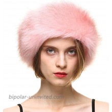 FHQHTH Faux Fur Headband with Elastic for Women Fuzzy Winter Earwarmer Ski Cold Earmuff [Pink] at  Women’s Clothing store