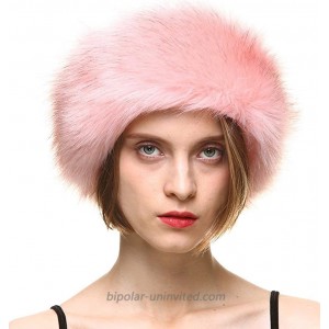 FHQHTH Faux Fur Headband with Elastic for Women Fuzzy Winter Earwarmer Ski Cold Earmuff [Pink] at  Women’s Clothing store