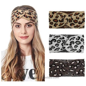 Gangel Leopard Winter Headband Warm Knit Hairband Fashion Twist Turban Crochet Head Wraps Leopard Hair Accessories for Christmas Stocking Gifts for Women and GirlsPack of 3 at  Women’s Clothing store