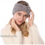 Knitted Headbands Winter Warm Ear Warmers Vintage Bow Headbands Chunky Twist Crochet Head Wraps for Women Bow-knot Grey at Women’s Clothing store