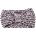 Knitted Headbands Winter Warm Ear Warmers Vintage Bow Headbands Chunky Twist Crochet Head Wraps for Women Bow-knot Grey at Women’s Clothing store