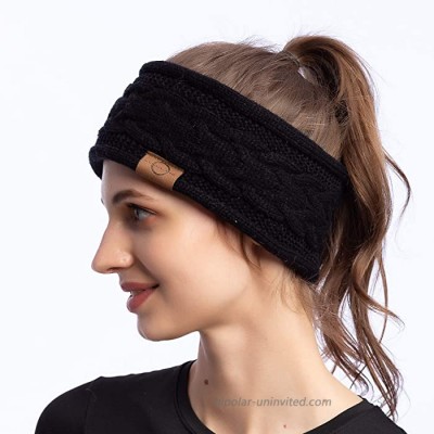 LULULAND Women Winter Fall Warm Headband|Light Soft Hair Band|Horizontal Rope Pattern|Stylish Outdoor Urban Headband Black