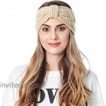 MonicaSun Women Winter Warm Headband Fuzzy Fleece Lined Thick Cable Knit Head Wrap Ear Warmer Black beige at Women’s Clothing store