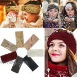 MonicaSun Women Winter Warm Headband Fuzzy Fleece Lined Thick Cable Knit Head Wrap Ear Warmer Black beige at Women’s Clothing store