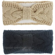 MonicaSun Women Winter Warm Headband Fuzzy Fleece Lined Thick Cable Knit Head Wrap Ear Warmer Black beige at  Women’s Clothing store