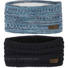 Muryobao Women Winter Ear Warmer Headband Cable Knit Fuzzy Fleece Lined Head Wrap Stretchy Thick Headband Black & Confetti Blue at  Women’s Clothing store