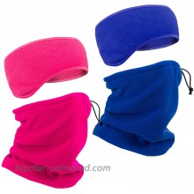 Pack of 4 Fleece Ear Warmer Headband and Neck Gaiter Set- Navy Blue & Rose Red Winter Warm Sports Headband Earmuff Ear Cover and Windproof Neck Gaiter Warmer Scarf for Men & Women Outdoor Sports at  Women’s Clothing store