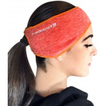 PAIRFORMANCE Women Ponytail Headband Fleece Colors Ear Wind Cold Protector Orange
