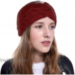 QUMENEY 3PCS Winter Cable Headbands for Women Knot Ear Warmer Thick Knit Head Wrap Black Beige Wine Red at Women’s Clothing store