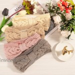 Whaline 4 Pack Twisted Knit Headbands Winter Knotted Head Wraps Fuzzy Lined Headband Thick Crochet Turban Ear Warmer Elastic Hair Band Accessories for Girls Women at Women’s Clothing store