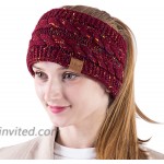 Winter Wool Headband For Women Warm Knit Thick Fleece Lined Ear Warmer Muffs Head Wrap Messy Bun Ponytail Beanie By Alepo Confetti Burgundy at Women’s Clothing store