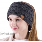 Winter Wool Headband For Women Warm Knit Thick Fleece Lined Ear Warmer Muffs Head Wrap Messy Bun Ponytail Beanie By Alepo Dark Gray at Women’s Clothing store